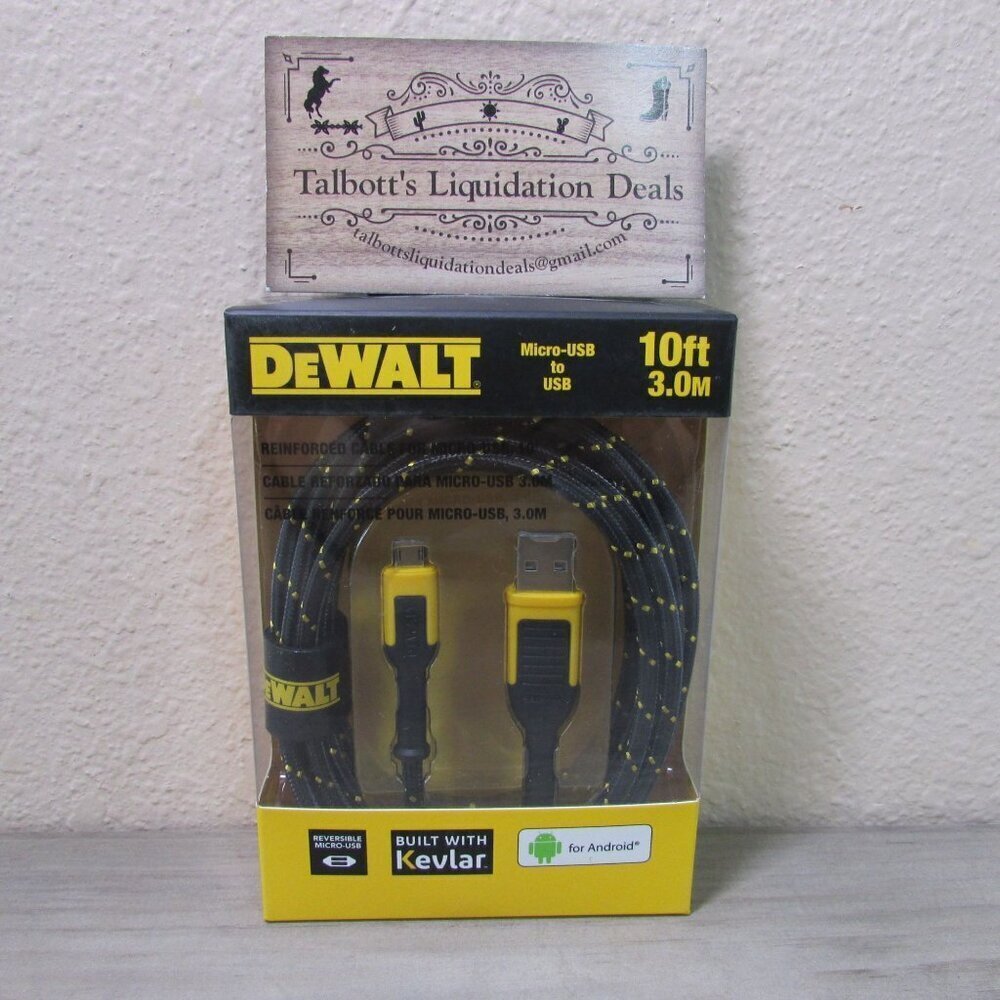 DeWalt Micro USB to USB 10 ft / 3.0 M Android Charging Cord DXMA1311323
